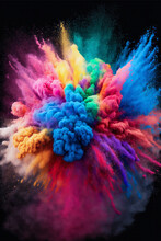 Rainbow Colors Powder Explosion Background. Created With Generative AI Technology