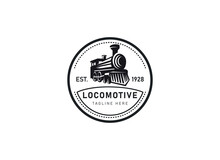 Locomotive Logo Illustration, Vintage Style Emblem