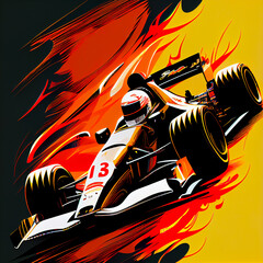 Wall Mural - Car, F1, race, motor, sports, illustration, cartoon, speed