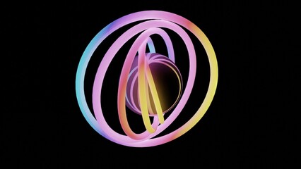 Wall Mural - illustration of abstract seamless loop 3d render neon circle. colorful neon circles abstract futuris