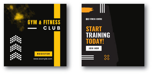 Gym Fitness Social Media Banner Design. Sports Banner Design. Exercise Social Media Post Template.