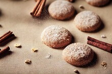 Delicious Warm Winter Sugar Cookies Ginger Snaps With Cinnamon Sticks Made With Generative Ai