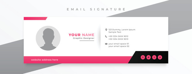 Wall Mural - minimal style email signature card template in horizontal design