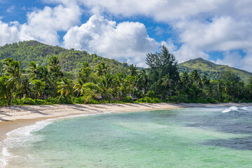 Wall Mural - The wild Grand Anse beach on Praslin island in Seychelles