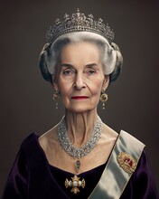 Smiling European Queen Studio Portrait. Portrait Created With Generative AI.