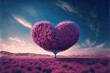 heart shaped tree, unreal background , ai generated