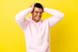 © luismolinero - Young handsome man over isolated yellow background laughing