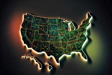 Sticker - USA map digital concept. Generative AI