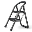 High folding ladder with steps for garden and repair work on white background.