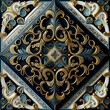 gold and blue repeating pattern tile