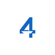 Number 4 Combination With A Sailboat, Negative Space. Logo Design.