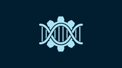 Poster - White Genetic engineering icon isolated on blue background. DNA analysis, genetics testing, cloning, paternity testing. 4K Video motion graphic animation