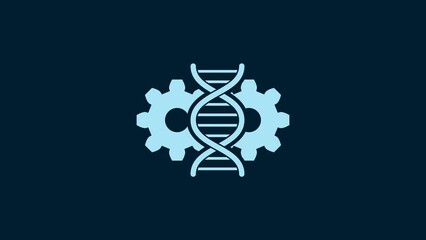 Poster - White Gene editing icon isolated on blue background. Genetic engineering. DNA researching, research. 4K Video motion graphic animation