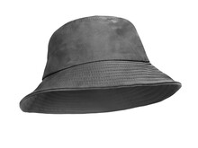 Black Bucket Hat Isolated On White Background