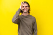 © luismolinero - Caucasian handsome man isolated on yellow background showing ok sign with fingers