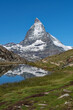 View of the snow covered Matterhorn Mountain in the Swiss Alps 