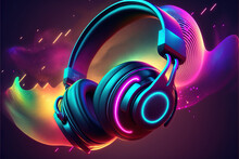 Colorful Headphones With Sound Visualization