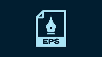 Poster - White EPS file document. Download eps button icon isolated on blue background. EPS file symbol. 4K Video motion graphic animation