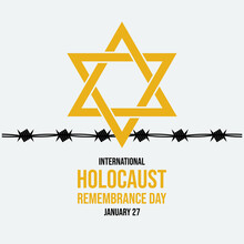 International Holocaust Remembrance Day Vector. Yellow Star Of David And Black Barbed Wire Icon Vector. January 27. Important Day