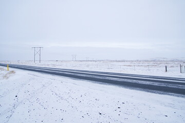 Wall Mural - snow covered road in winter