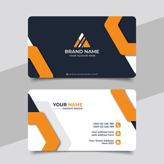 Yellow modern creative business card and name card horizontal simple clean template vector design