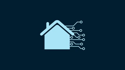 Sticker - White Smart home icon isolated on blue background. Remote control. 4K Video motion graphic animation