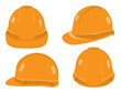 © Yuri Schmidt - Orange safety helmet for construction isolated on white background vector illustration. View form front, side, and back