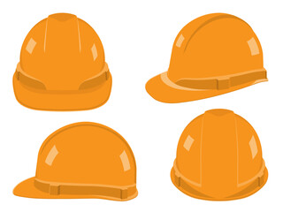 orange safety helmet for construction isolated on white background vector illustration. view form fr