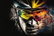 © Create image - Sports background with copy space. Cyclist. Dramatic colorful portrait.