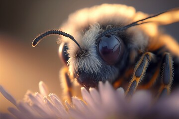 close up shot of a bee. generative ai