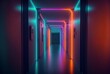 corridor with futuristic neon lights, generated by AI