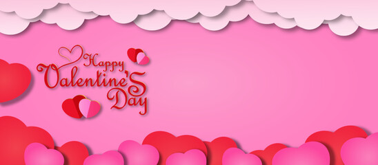 Wall Mural - valentines day greeting card. paper cut design. Vector illustration