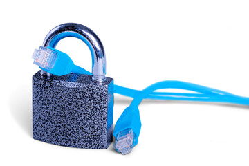 Wall Mural - Padlock with Ethernet Cable