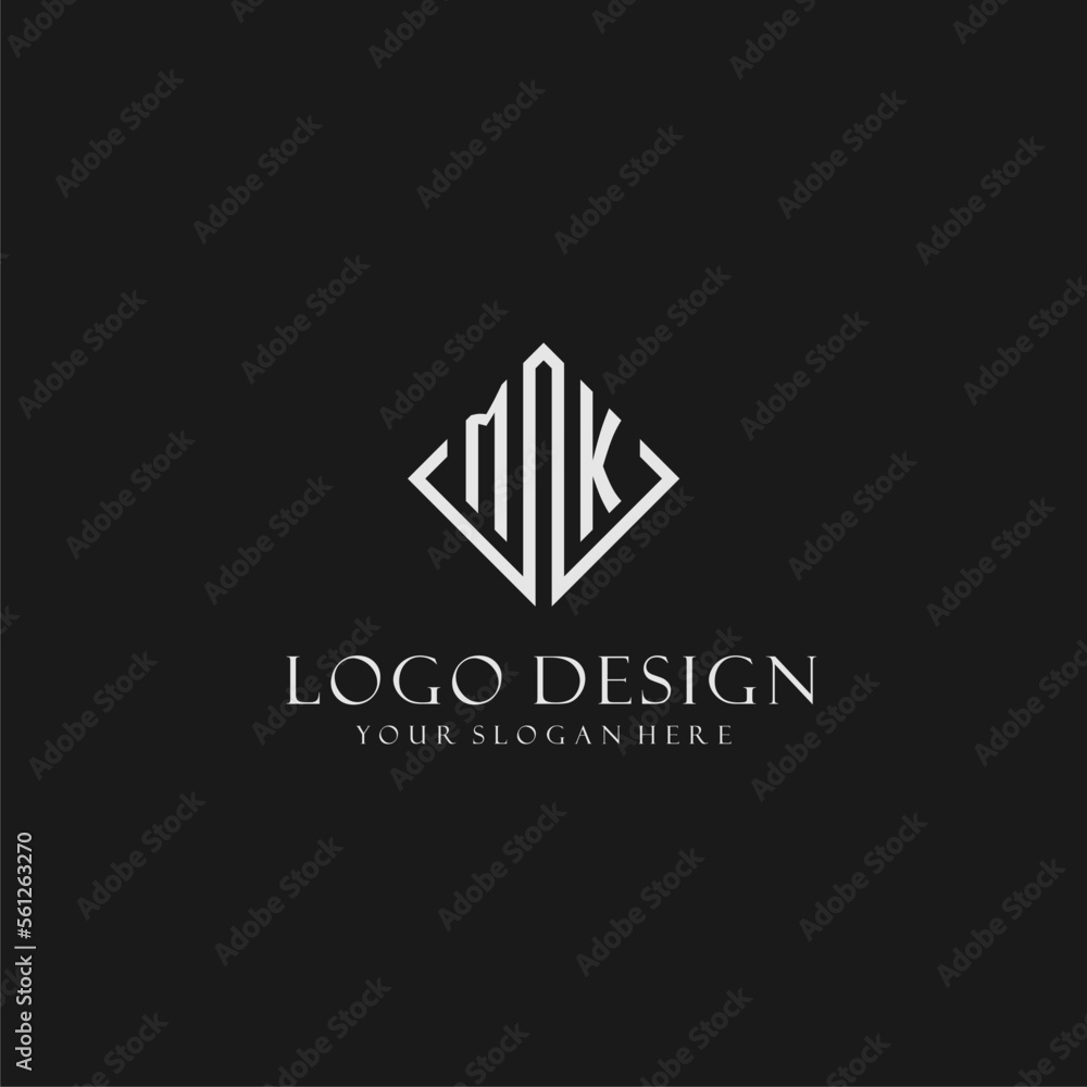 Letter MK logo with rhombus square design style Stock Vector | Adobe Stock