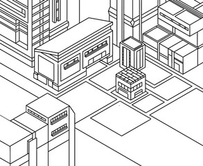 Illustration of a modern building lodging apartment isometric style