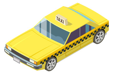 Sticker - Taxi car isometric front icon. City cab