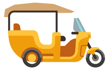 Poster - Electric cabin scooter icon. Rickshaw side view