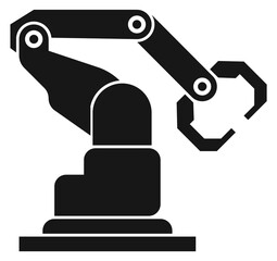 Wall Mural - Industrial robotic arm icon. Black mechanical manipulator