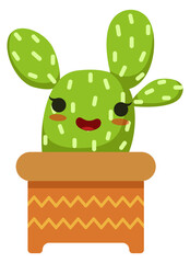 Canvas Print - Kawaii cactus. Happy smiling cute succulent character