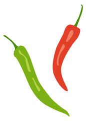 Poster - Red and green peppers. Hot spicy cooking ingredient