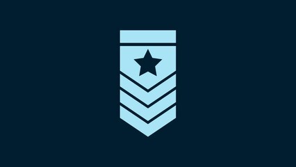 Sticker - White Chevron icon isolated on blue background. Military badge sign. 4K Video motion graphic animation