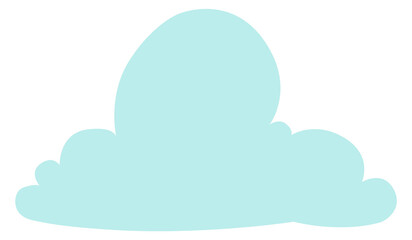 Wall Mural - blue cloud silhouette. curved fluffy weather symbol