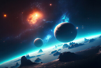 Aufkleber - Colorful abstract wallpaper texture background illustration, Universe and time travel between stars and planets