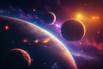 Aufkleber - abstract illustration of the cosmos on the theme of the origin of life in the universe with stars, comets and nebulae
