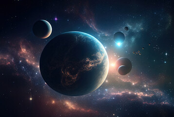 Aufkleber - cosmic landscape with intelligence and stars