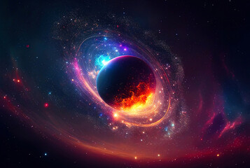 Aufkleber - abstract illustration of the cosmos on the theme of the origin of life in the universe with stars, comets and nebulae