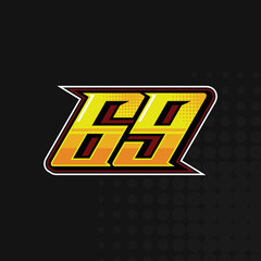 Wall Mural - Race Number 69 logo design vector