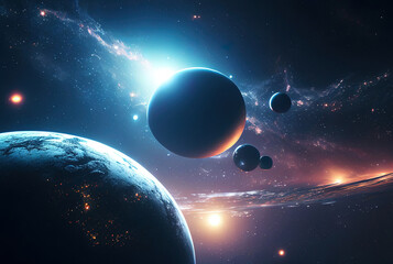 Aufkleber - cosmic landscape with intelligence and stars