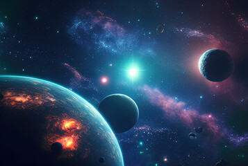 Aufkleber - cosmic landscape with intelligence and stars