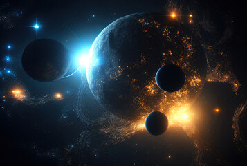 Aufkleber - Colorful abstract wallpaper texture background illustration, Universe and time travel between stars and planets